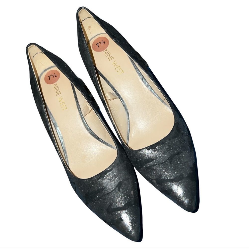 Nine West black/ gray camo style heels - Picture 3 of 7